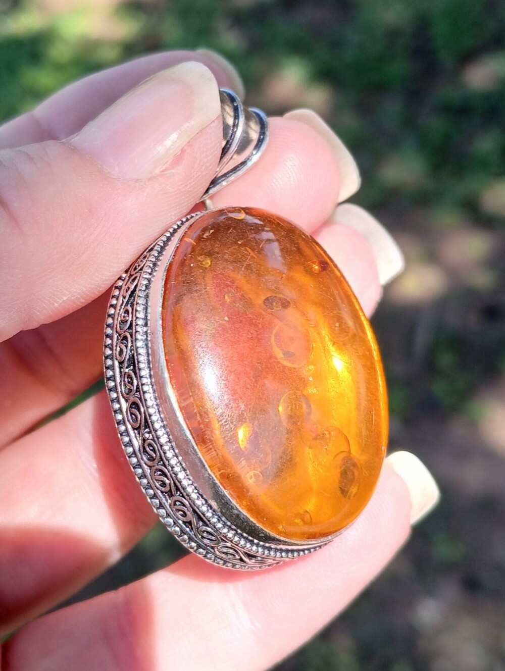 New Oversized Amber 925 Silver Pendant. - Picture 7 of 10